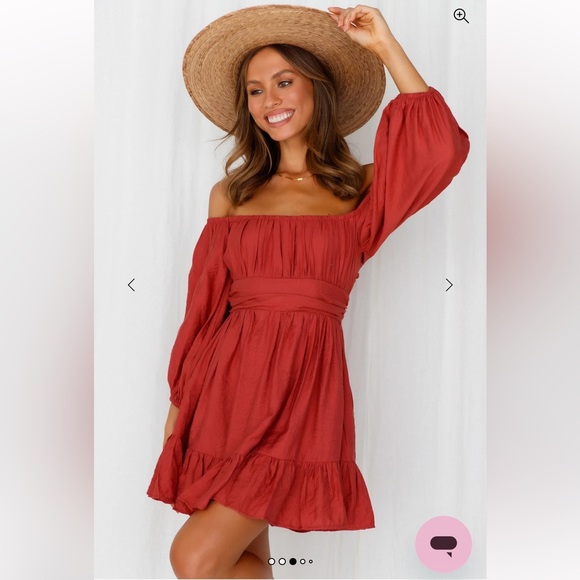Hello Molly Off-Shoulder Rust Mini Dress This is Espionage Dress Rose - Picture 3 of 13
